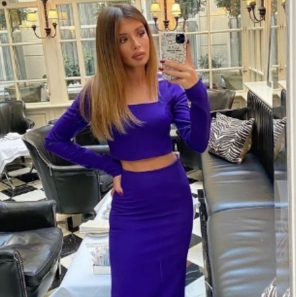 NWT Zara Purple Cropped Long Sleeve Open Back Top, Size S - Picture 5 of 10